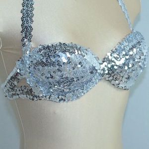 Silver Sequin Showgirl Bra